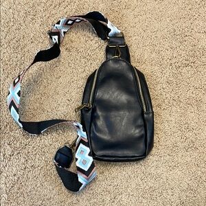 Stylish Black faux Leather Crossbody Bag